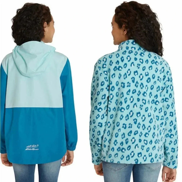 Eddie Bauer Youth 3-in-1 Jacket Paradis Blue Cheetah Print Small 7/8 - Picture 2 of 7